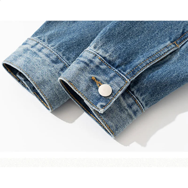 Men Metal Airplane Buckle Loose Casual Japanese Streetwear Fashion Vintage Denim Cargo Kimono Jacket Women Jeans Coat Outerwear 240819