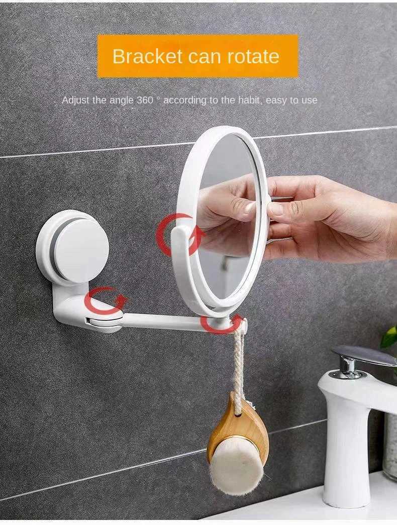 Wall Mirror Folding Arm Extend Bathroom Mirror Without Drill Swivel Bathroom Mirror Suction Arm Double Side Cosmetic Makeup Y240819