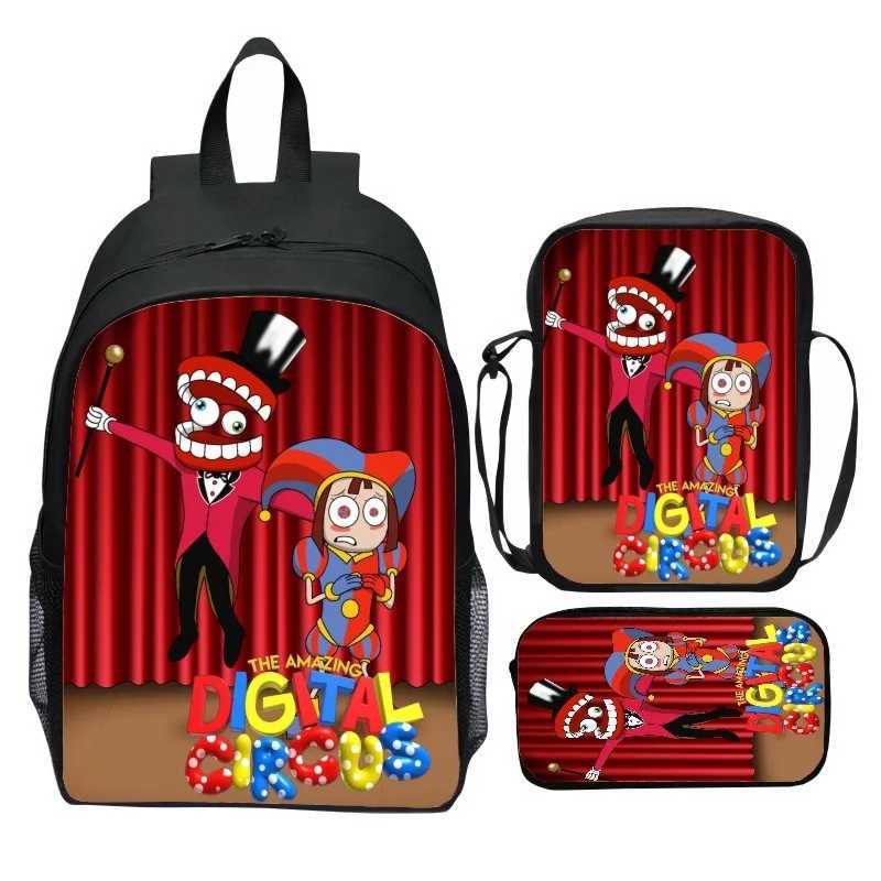 The Amazing Digital Circus Backpack Cartoon Anime Pomni Caine Printed Child Shoulder Bag Large Capacity School Bags For Student Y240820