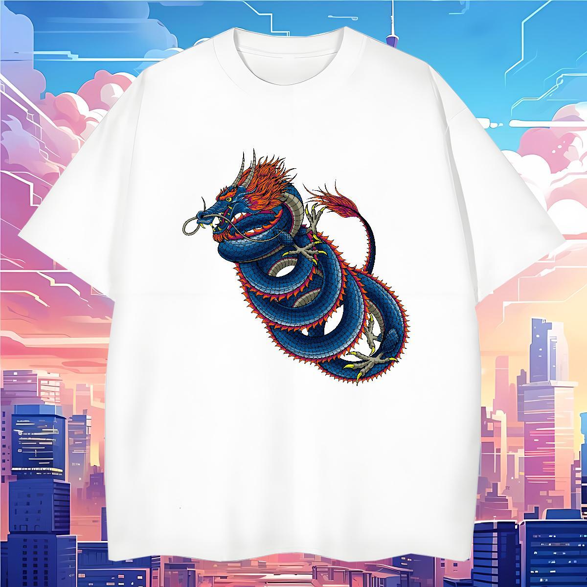 T-Shirts 230g Cotton dragon Daily Wear Breathable Crew Neck Custom Printing Men Tops Tees Free Shipping Comfortable Top Tees