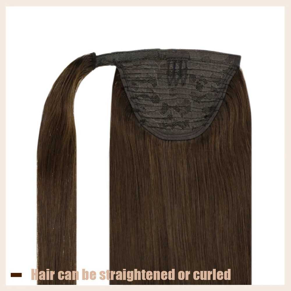 Full gloss ponytail extension solid color clip on ponytail extension 100% machine Remy Brazilian ponytail human hair W240817