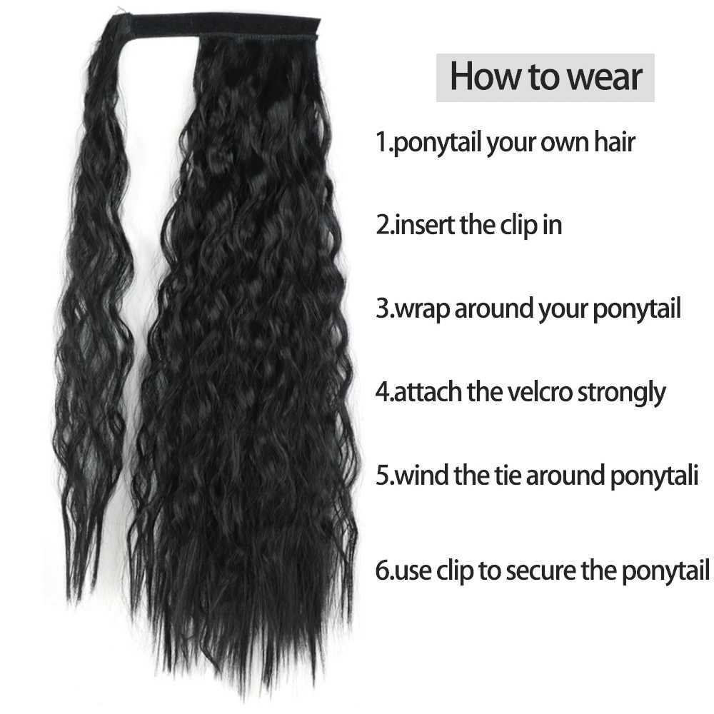 AZQUEEN long corn wave synthetic ponytail wig extension packaging hair clip black brown female ponytail wig W240817