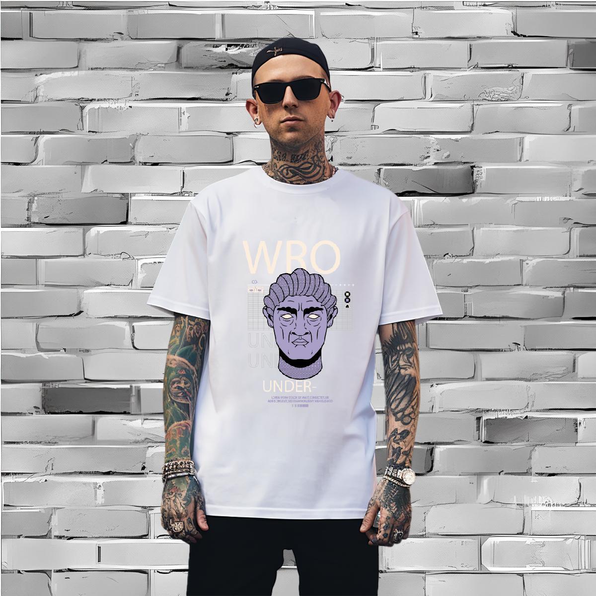 Comfortable western style T-Shirts for Men Street Wear Mens Tshirts 230g Pure Cotton Brand O Neck Short Sleeves Customized Tops Tees