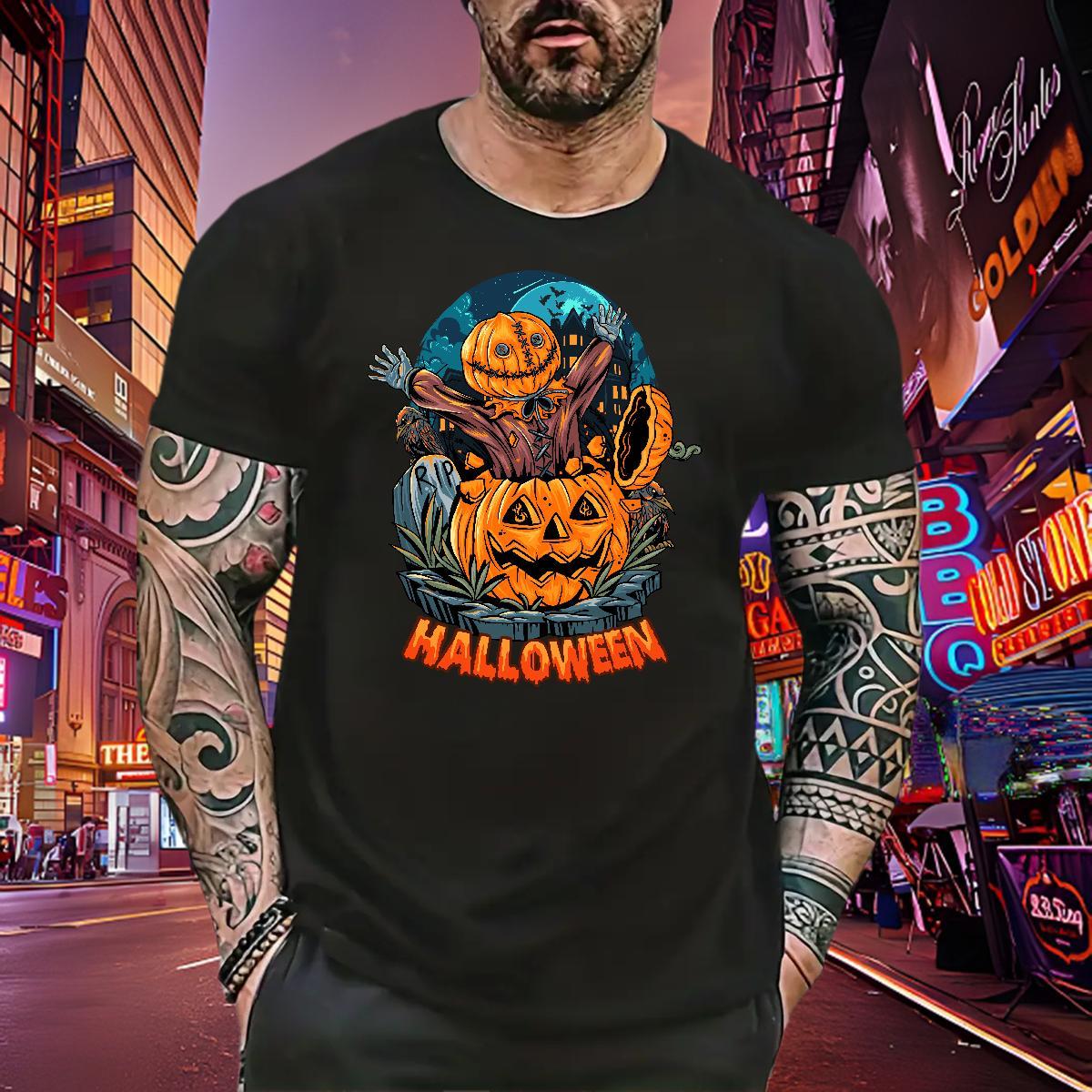 Loose T shirt halloween Breathable Short Sleeve Street wear Hip Hop Anime Print 230g Cotton Tshirts Brand Tee Shirt
