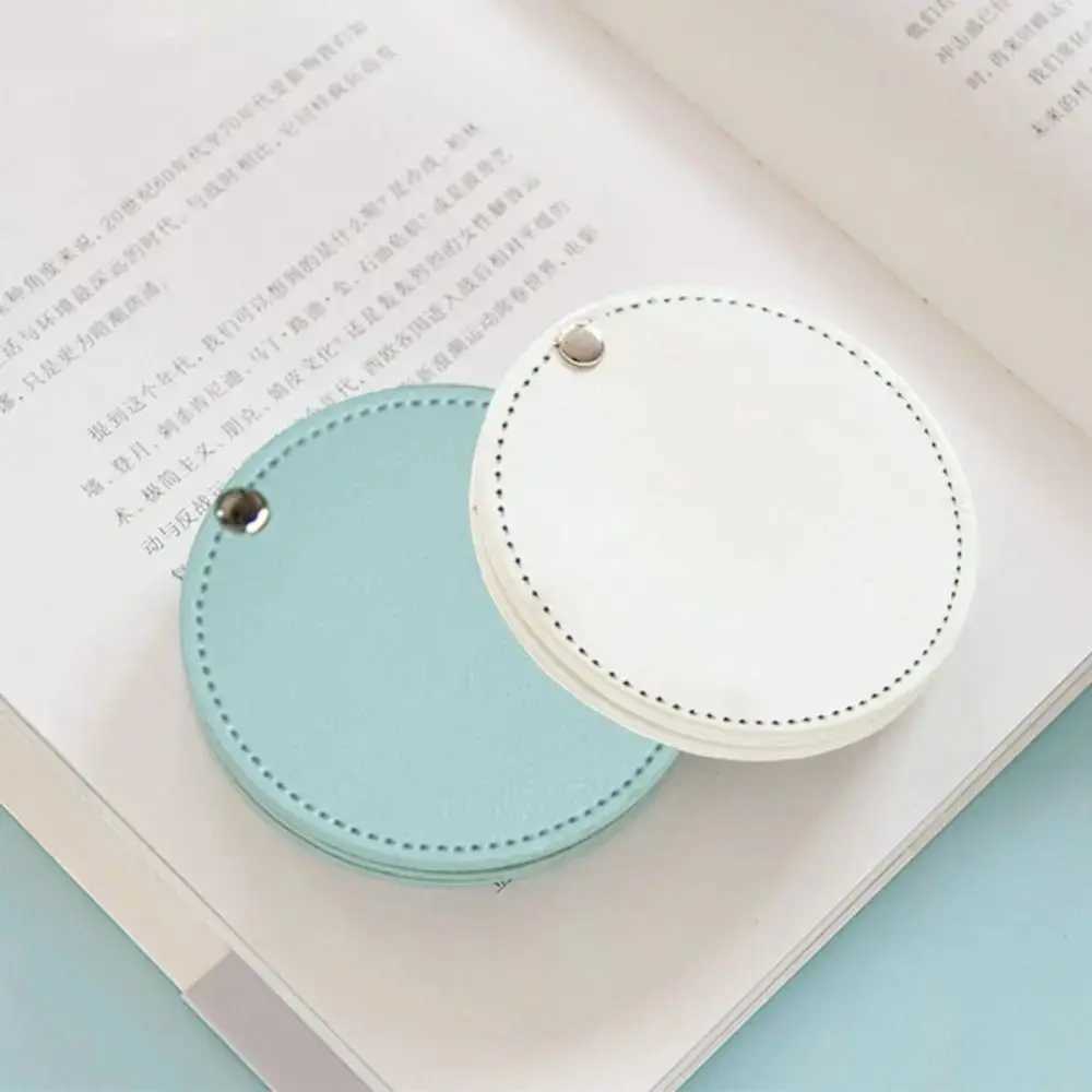 1pc New PU Leather Makeup Mirror Round Ultra-Thin Lightweight Cosmetic Mirror Mini Solid Color Portable Travel Pocket Mirror Y240819