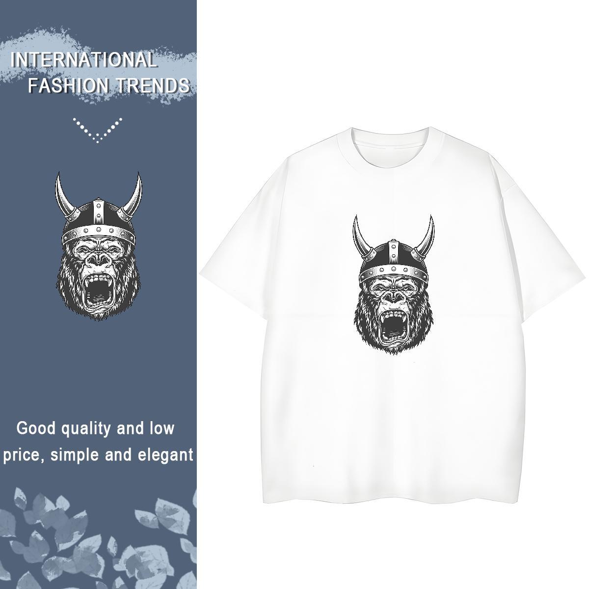 2024 Casual Women Tshirts Daily Wear O-Neck Short Sleeve Clothes Shirt Loose 230g 100% Cotton chimpanzee Custom Print Plus Size Women T Shirts