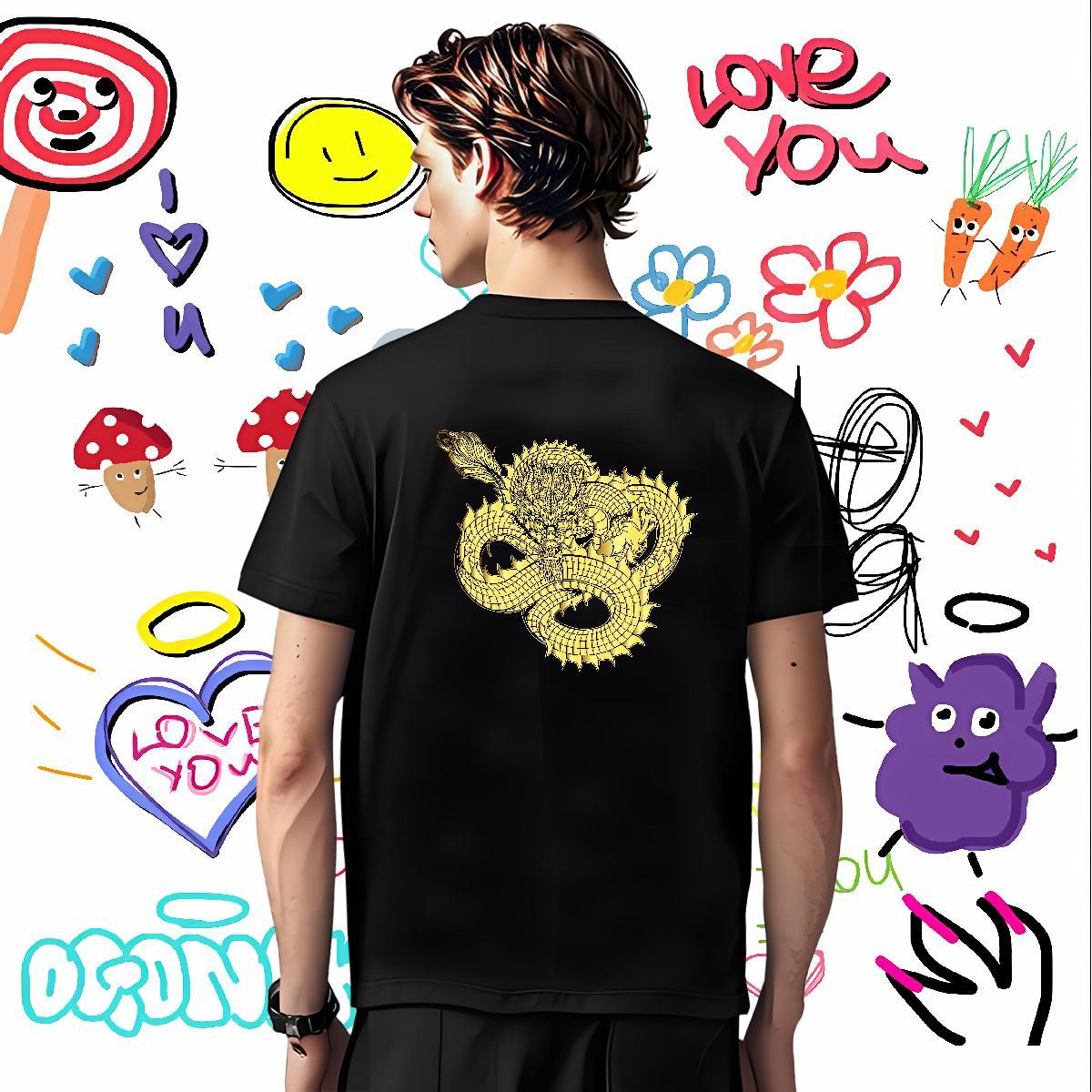Men T Shirts 230g Cotton fierce Street Casual Breathable Short Sleeve Anime Tshirts 2024 New TOP Quality Tops Shirt