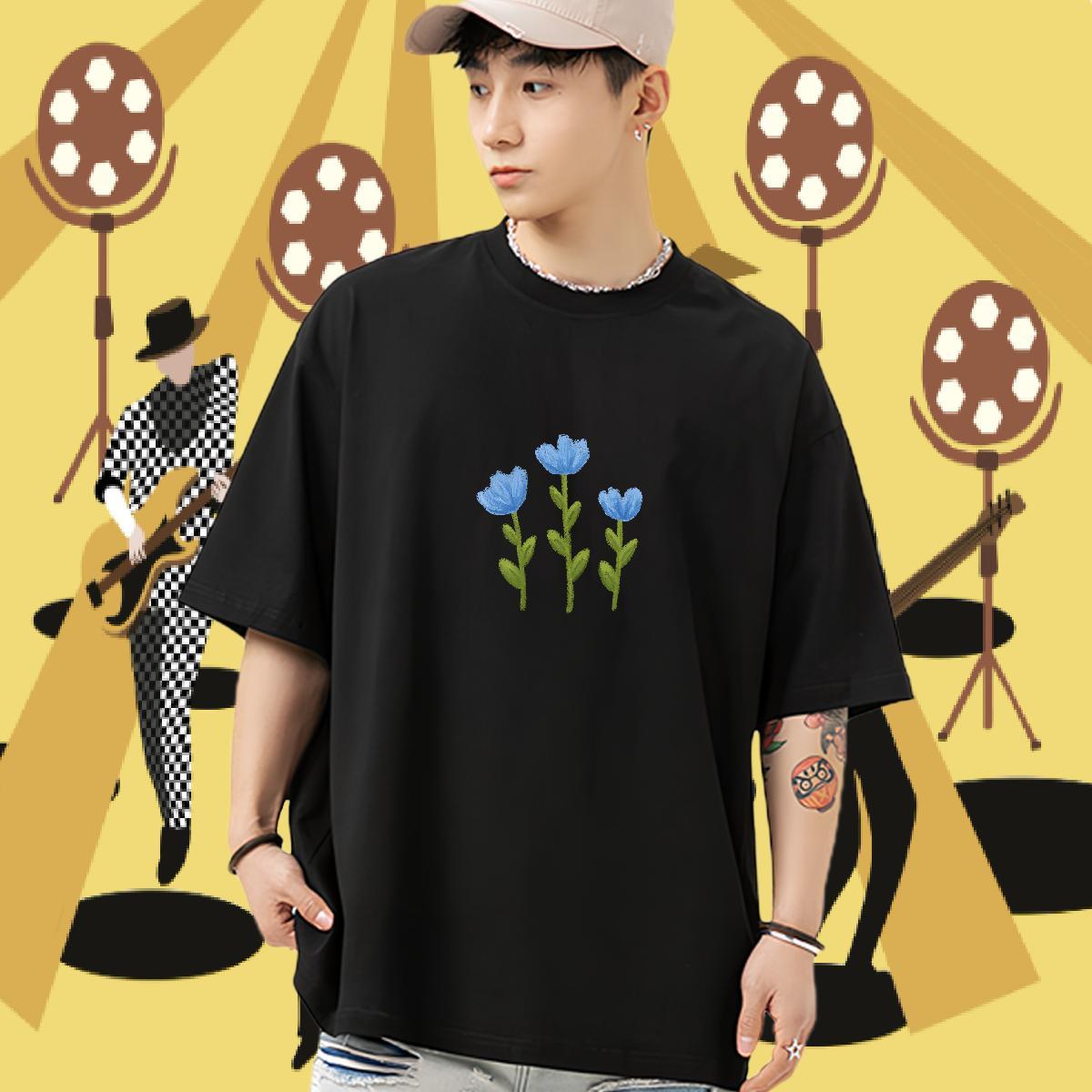 New Designer Mens Tshirts painting Street 100% Cotton 230g Tops Breathable Crew Neck Cool T-Shirts Floral Print