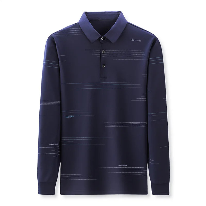 Autumn Mens Long Sleeve Mercerized T-shirt Business Casual Lapel Thin Long Sleeve Polo Shirt 240820