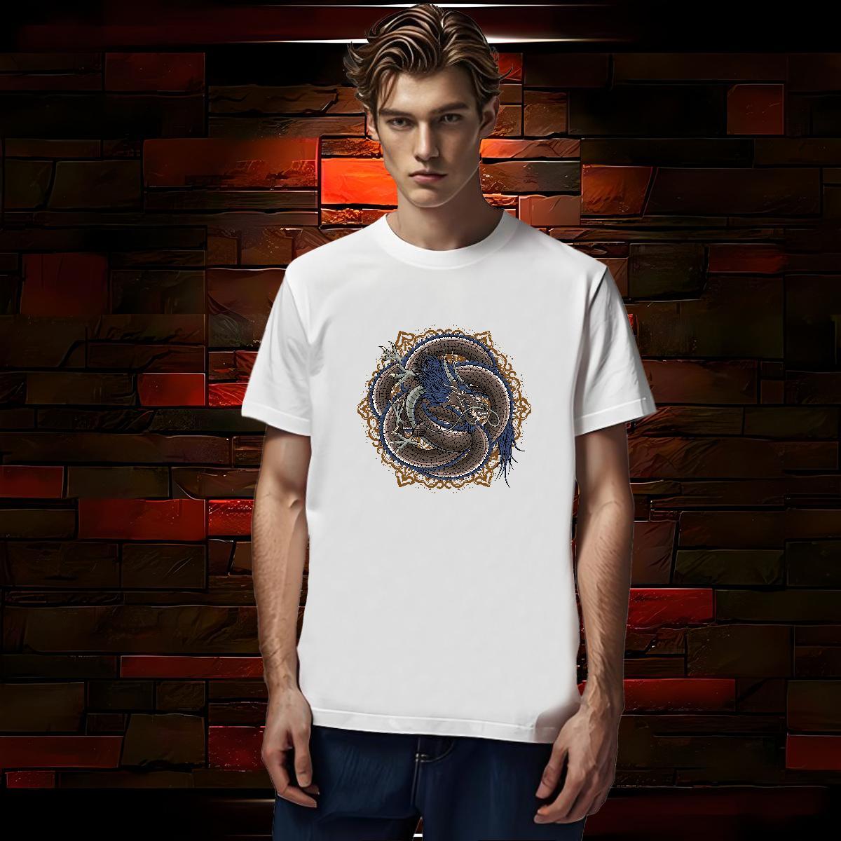 T Shirts Men 230g 100% Cotton dragon Street Casual Breathable Short Sleeve DIY Anime Couples T Shirts 2024 Summer Loose Fit Wear