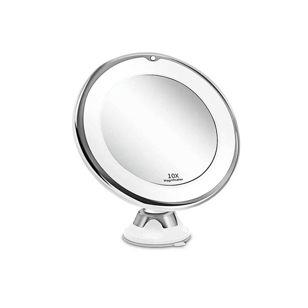 Flexible Makeup Mirror 10X Magnifying Mirrors LED Lighted Touch Screen Vanity Mirror Portable Dressing Table Cosmetic Mirrors Y240819