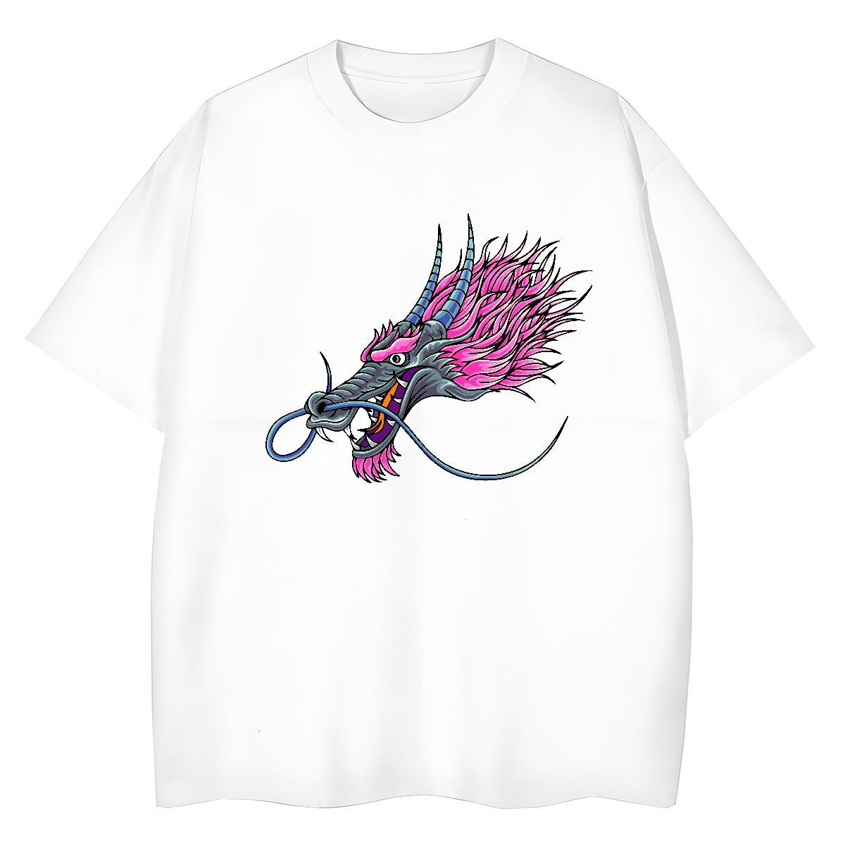 Wholesale dragon head Men T Shirts Casual Daily Wear Men Tops Tees 230g Pure Cotton 2024 DIY Breathable Short Sleeve Asian Size Top Tees