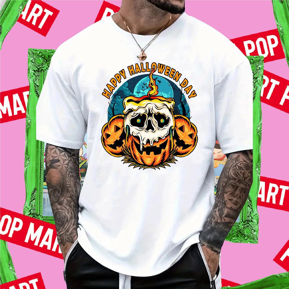 DIY Customized halloween Men Tops Tees 230g 100% Cotton Mens T Shirts Plus Size Custom Street wear Hip Hop O-Neck Short Sleeve Loose Tees Shirts