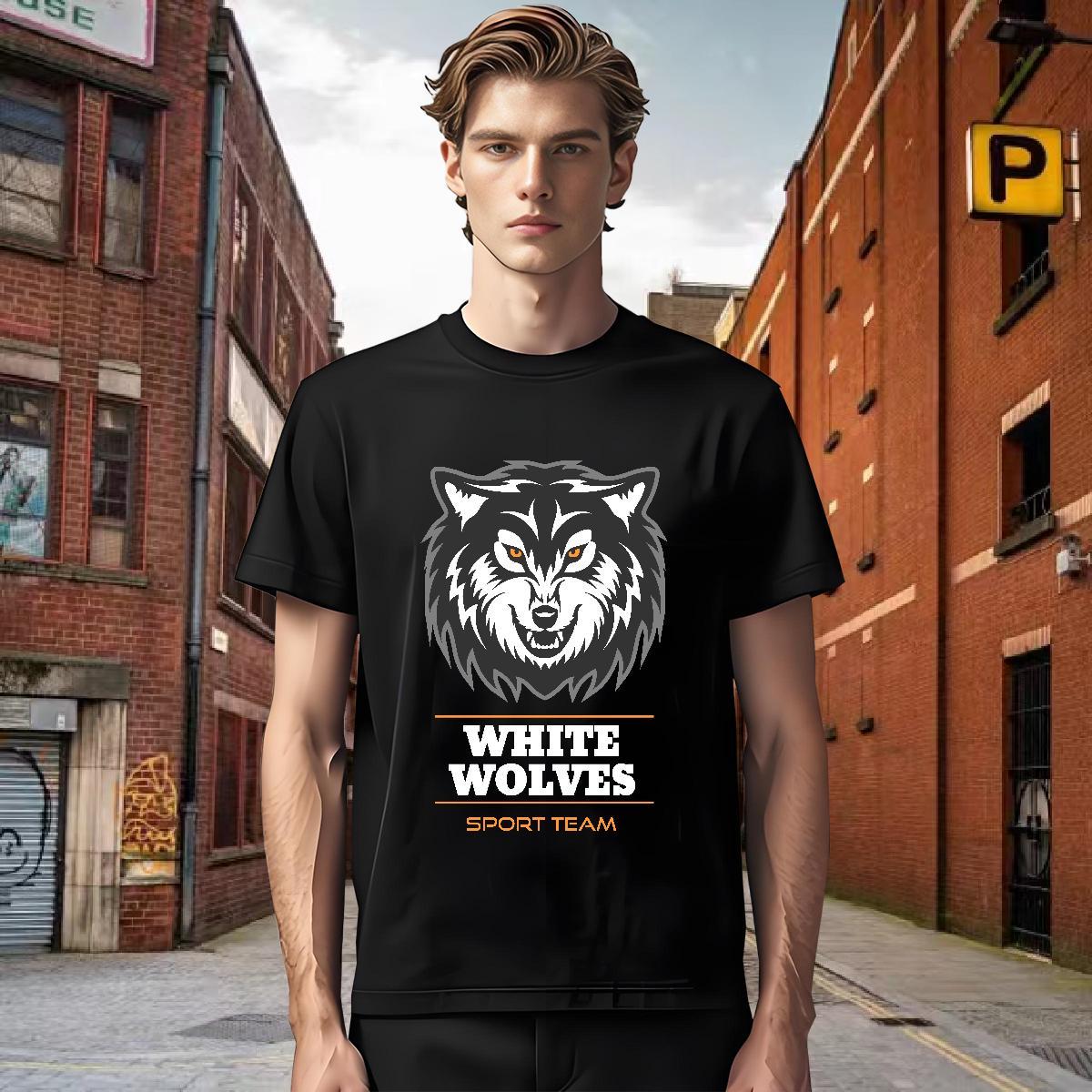T Shirts Men 230g Cotton wolf Summer Casual Breathable Short Sleeve Anime Men Tops Tees New Arrival Classic Tops Shirt