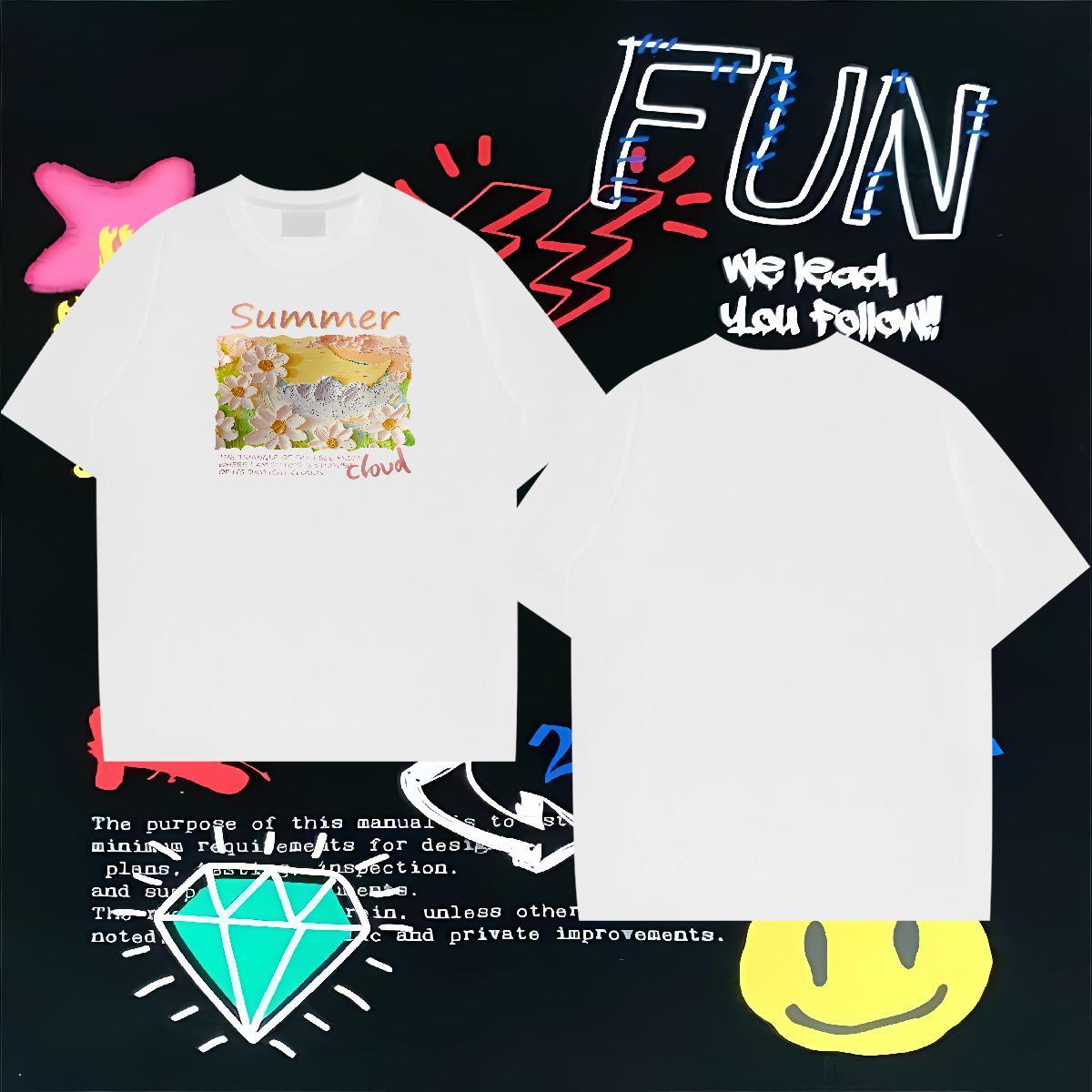 DIY Men Clothes T-Shirt flower Casual 230g 100% Cotton Tee Shirt Breathable Short Sleeve High Quality Men T Shirts DIY Printed