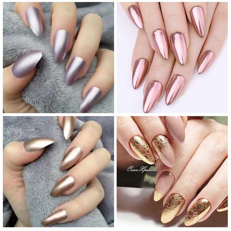 6 Colors Gold Silver Mirror Powder Solid Metallic Effect Nail Art Glitter Polish Rub Dust Pigment Manicuring Art DecorationXJ240815