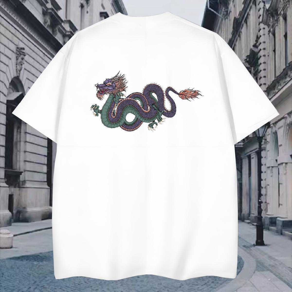 T Shirts Men 230g 100% Cotton dragon Hip Hop Street Breathable Soft DIY Printed Mens Tshirts 2024 DIY Unisex Clothes