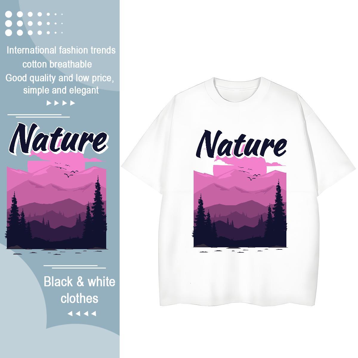 2024 New Tshirts tree Casual Beach 230g 100% Cotton Clothes Breathable Wholesale Mens T Shirts DIY Printed