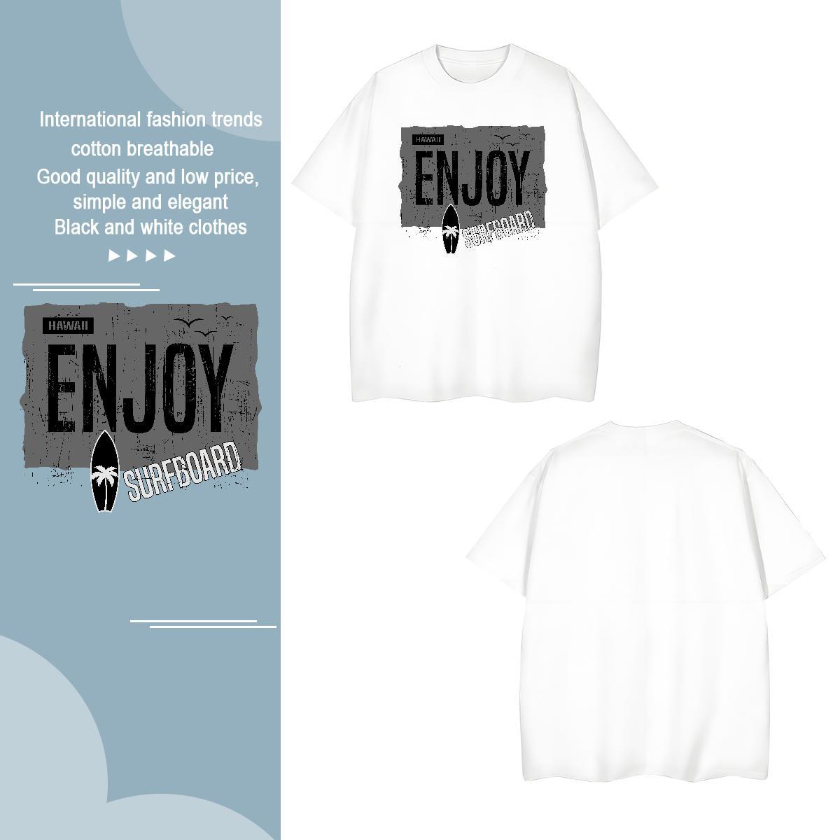 Designer enjoy Man T Shirts High Street Hip Hop Men Clothes T-Shirt 230g Pure Cotton 2024 Designer Breathable Crew Neck Oversized 3XL 4XL Tshirts