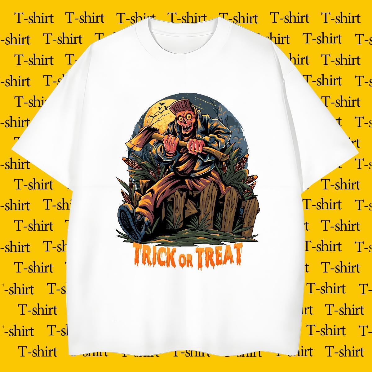 Unisex T Shirt For Man halloween Breathable Short Sleeve Outdoor Custom Print Plus Size 230g Cotton Men Tees Fashion Design Clothes