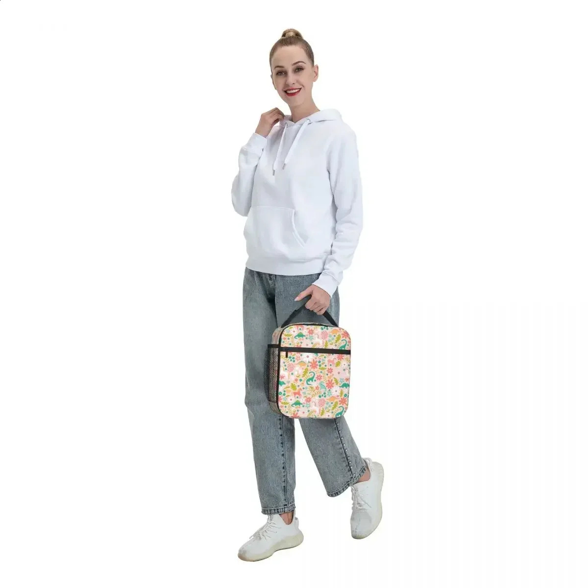 Cute Unicorn And Dinosaur Print Insulated Lunch Bag for Work School Waterproof Cooler Thermal Lunch Box Women 240819