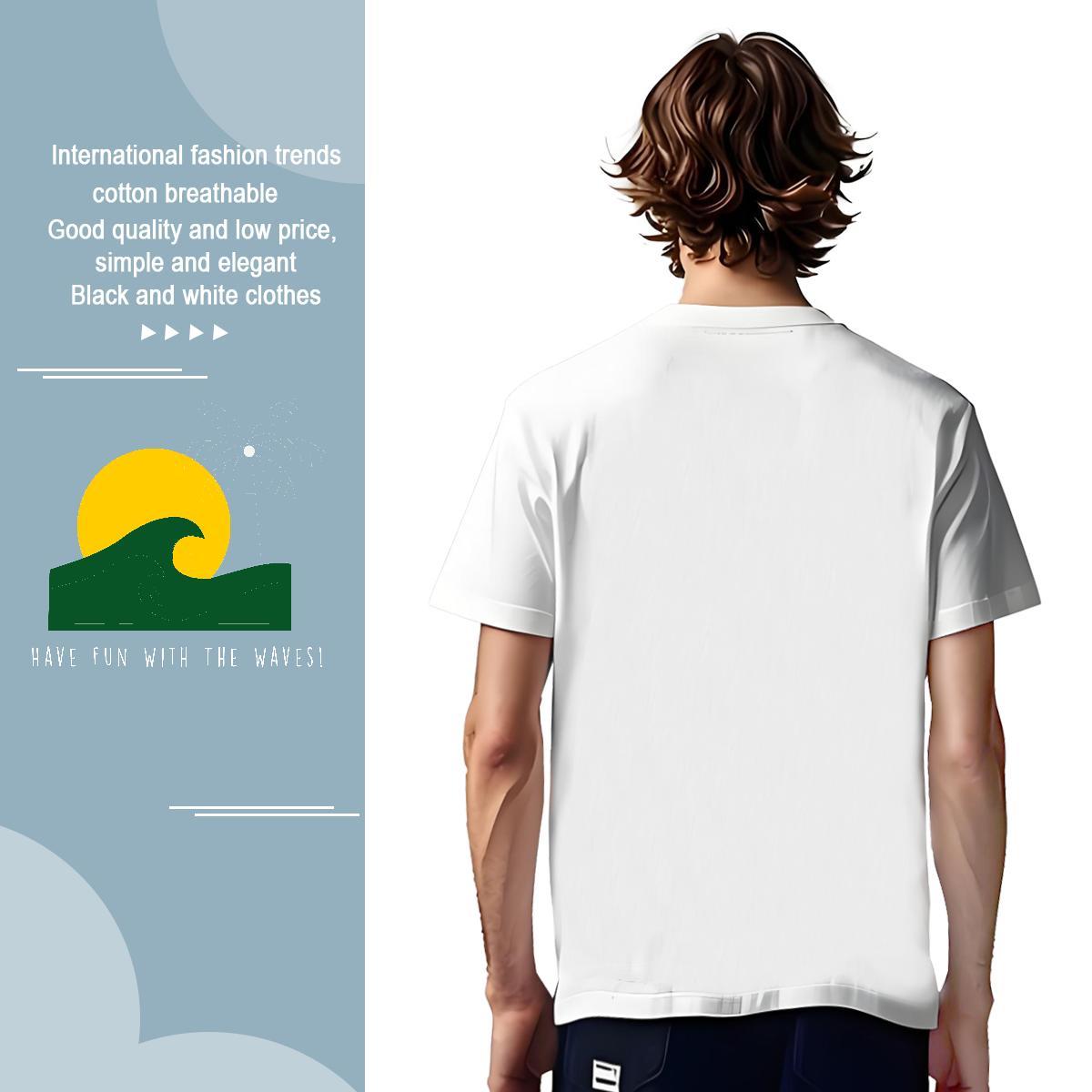 Brand sea 230g Pure Cotton Mens Tshirts Daily Outfit Short Sleeve Soft T-Shirts for Men 2024 Summer Cartoon Print Top Tees