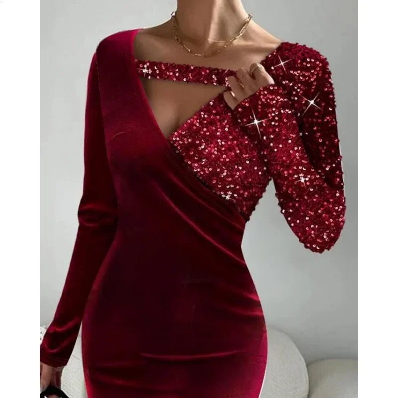 Sweater Dresses High Waist Button Decor Trend Sheath Sexy Dress Women Long Sleeve V-neck Mid-Length Long Sleeve Knit Midi Dress 240819