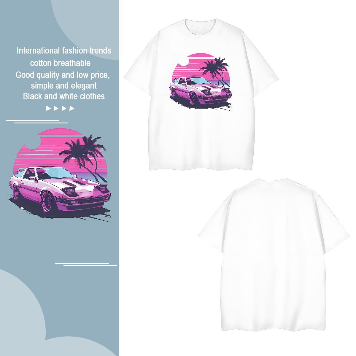 Comfortable beach 230g 100% Cotton Men Clothes T-Shirt Street Casual Breathable Crew Neck Men T Shirts New Designer Black White Top Tees