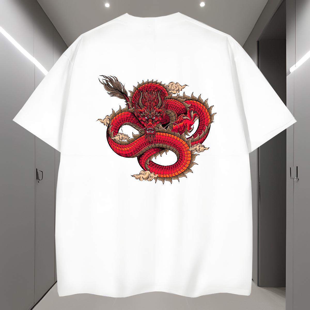 T Shirt For Man 230g Pure Cotton angry Street Casual Crew Neck Breathable Cartoon Printing L-4XL Tshirt for Man Woman Brand Cool Design Clothings