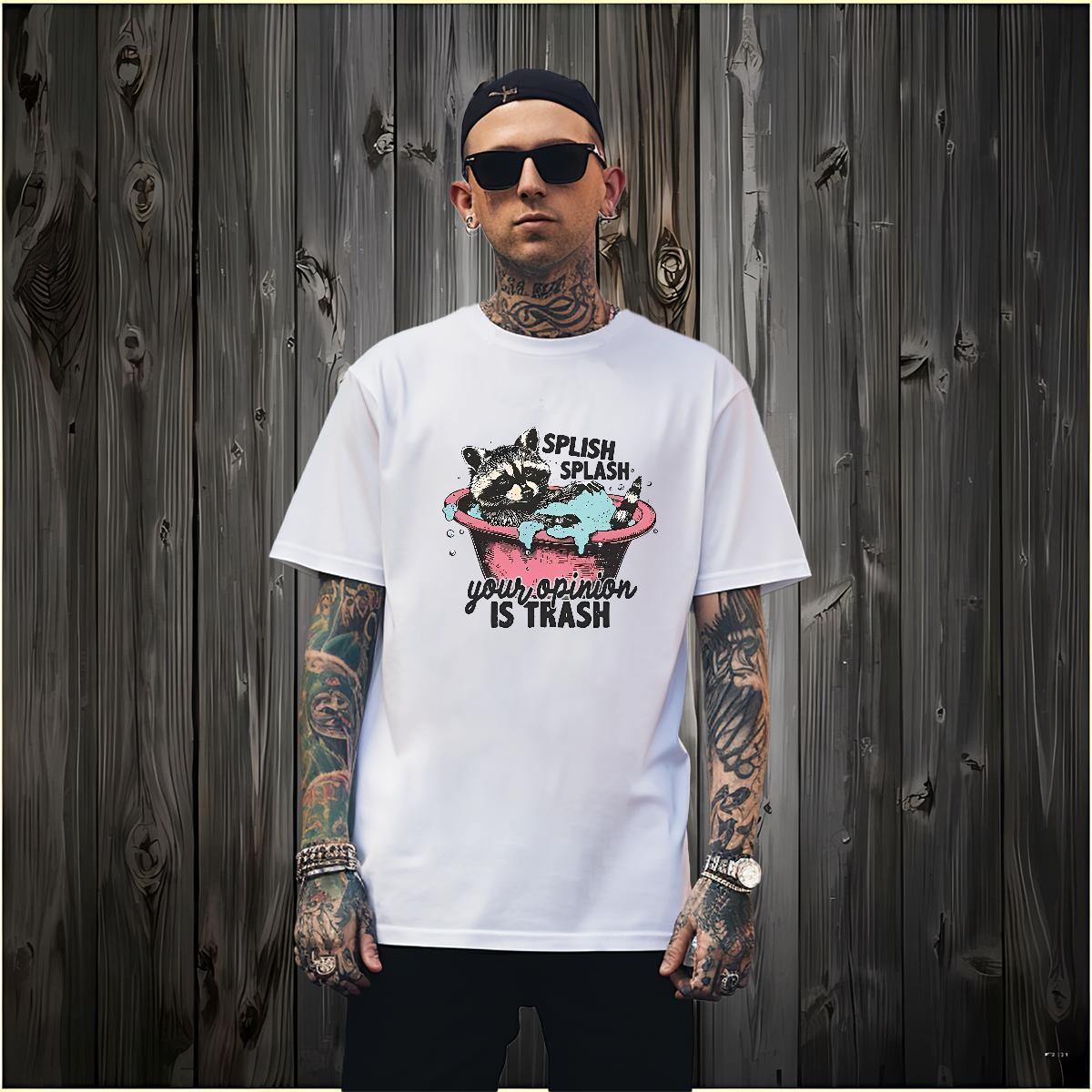 Wholesale T Shirt For Man raccoon Breathable Short Sleeve Casual Beach White Plus Size 230g Cotton Men Tees New Arrival Clothes