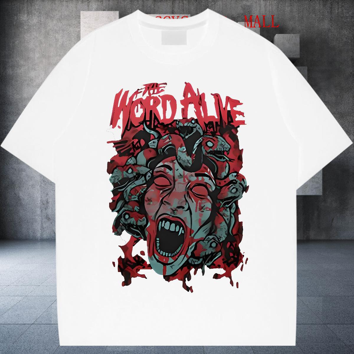 Free Shipping scary Men Tops Tees 230g 100% Cotton Man T Shirts Custom Print Oversized Casual Breathable Soft Cool Tees Shirts