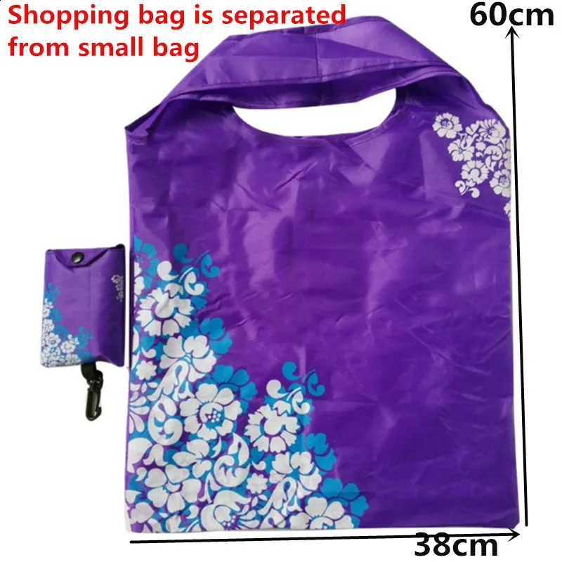 3860cm Fashion Printing Flowers Foldable Reusable Shopping Bags EcoTote Handbags Convenient Largecapacity Storage 240819