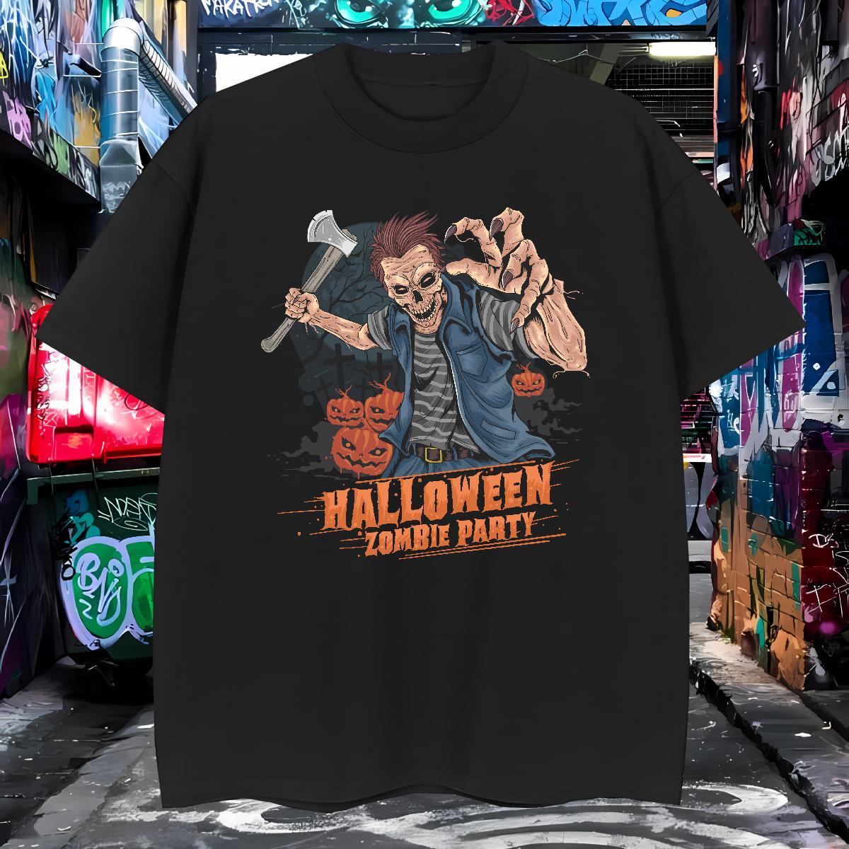 Customized Tshirts halloween Street wear Hip Hop 100% Cotton 230g Tee Shirt Short Sleeve Soft Free Shipping Men T Shirts Anime