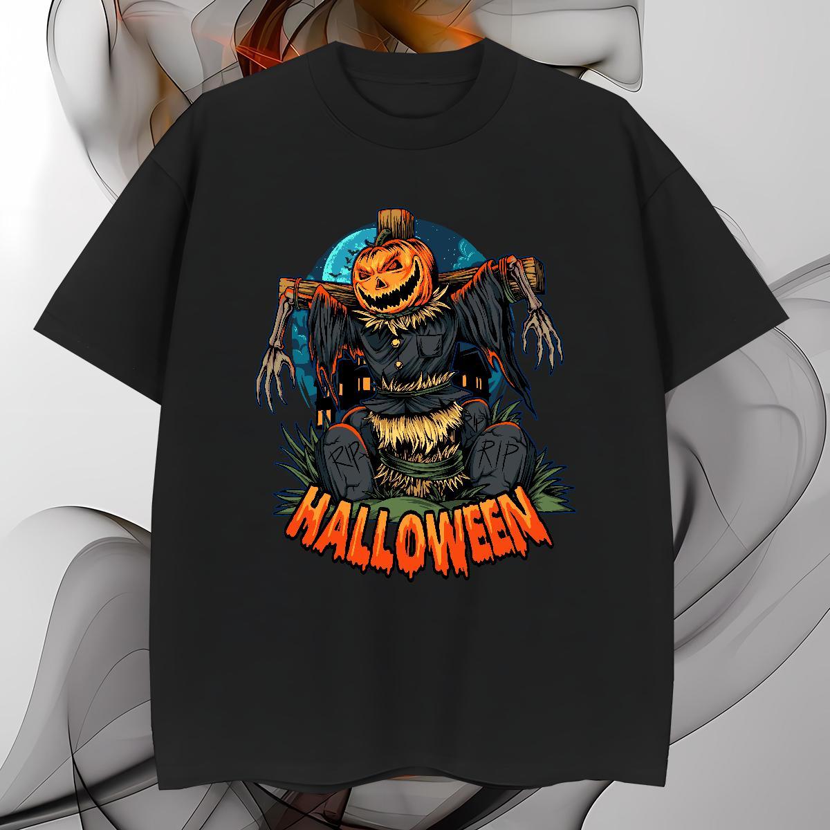 2024 Summer Men Tshirts halloween Anime Printing Street 230g Cotton Top Tees Breathable Short Sleeve High Quality Men T Shirts Customized