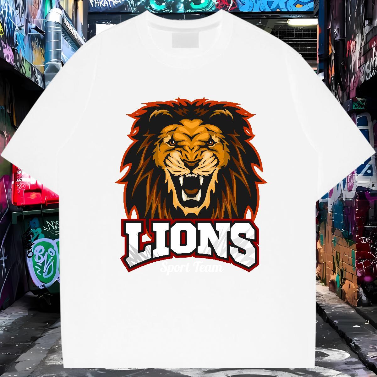 Brand Man T Shirts lion Breathable Crew Neck Beach Anime 230g 100% Cotton Tshirt for Man Woman New Designer Wear