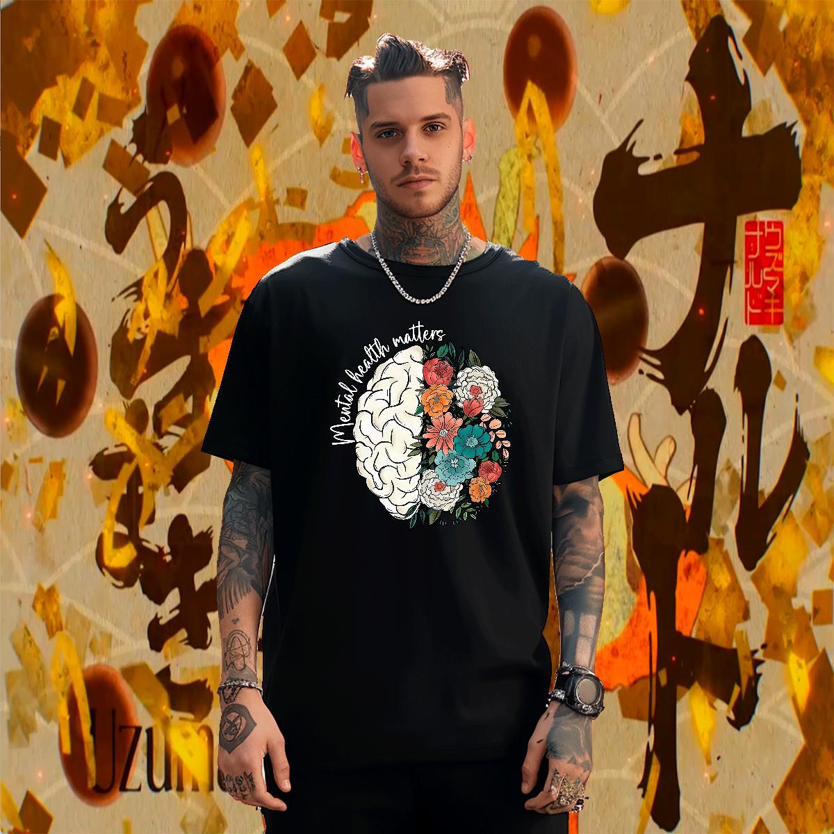 Soft Men Tees Casual 230g 100% Cotton White Plus Size Round Neck Short Sleeve flower Men T Shirts 2024 Tops Shirt