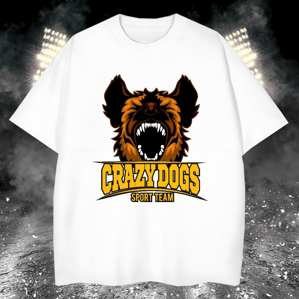 Free Shipping T shirt crazy dog Breathable Street wear Hip Hop Graphic 230g Cotton Men Tshirts Brand Tees Shirts
