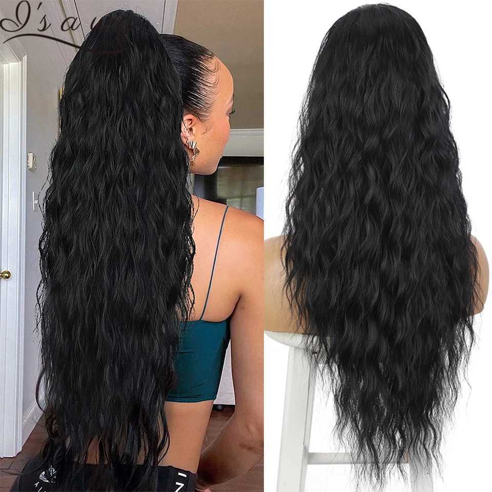 Long curly drawstring synthetic ponytail suitable for women black blonde red ponytail clip hair extension suitable for daily role-playing W240817