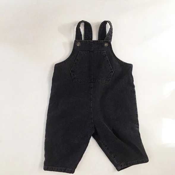 Fashion baby girl cotton jeans suspension pants spring autumn baby denim jumpsuit loose baby clothing 1-7Y W240806