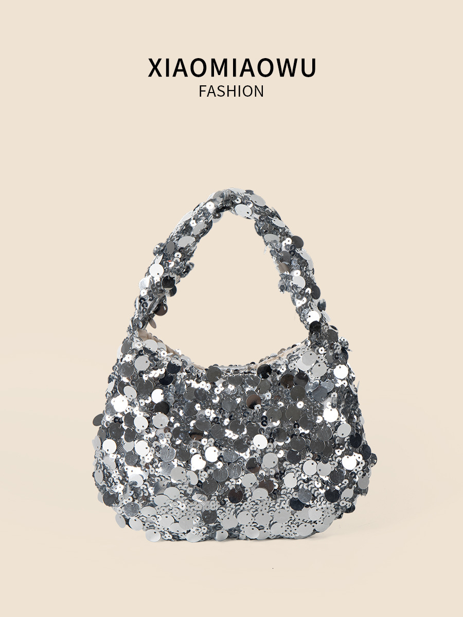 Fashion niche sequin in 2024 pearl handbag small bag women with high-end feeling for summer use