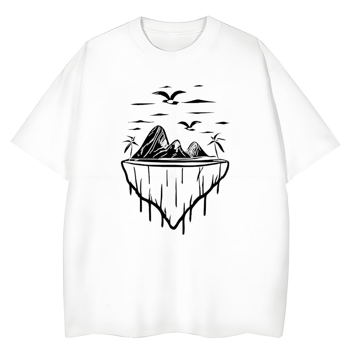 New Couples T Shirts Outdoor Crew Neck Breathable Tshirts Popular 230g Pure Cotton mountains Custom Print Oversized T-Shirts for Women