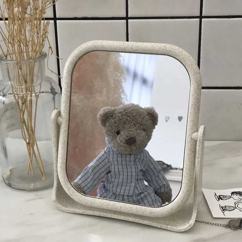 Little Bear Makeup Mirror Ladies Makeup Desktop Cute Rotating Fashion Mirror Oval Rectangle Shape Women Cosmetic Mirror Y240819