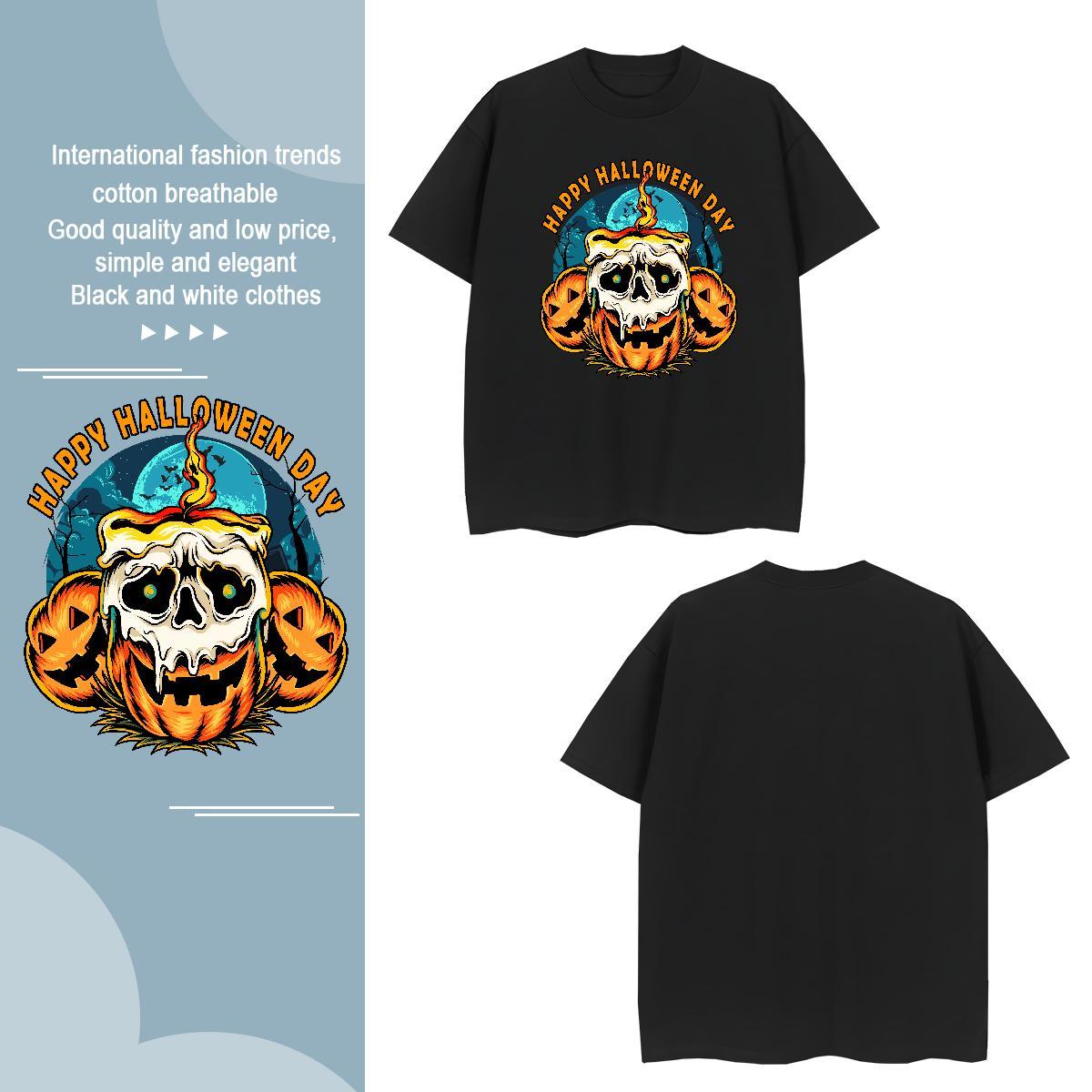 T-Shirts 100% Cotton 230g pumpkin Sport Breathable Crew Neck DIY Printed Men Tees Brand Unisex Tops