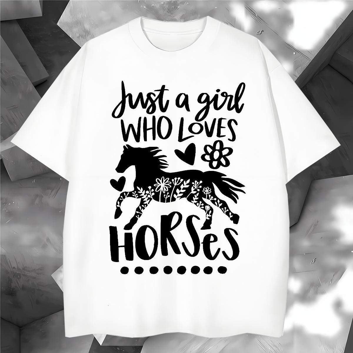 Unisex T-Shirts for Men horse Round Neck Short Sleeve Spring Summer Black White 100% Cotton 230g Mens Tshirts Classic Casual Tops Tees