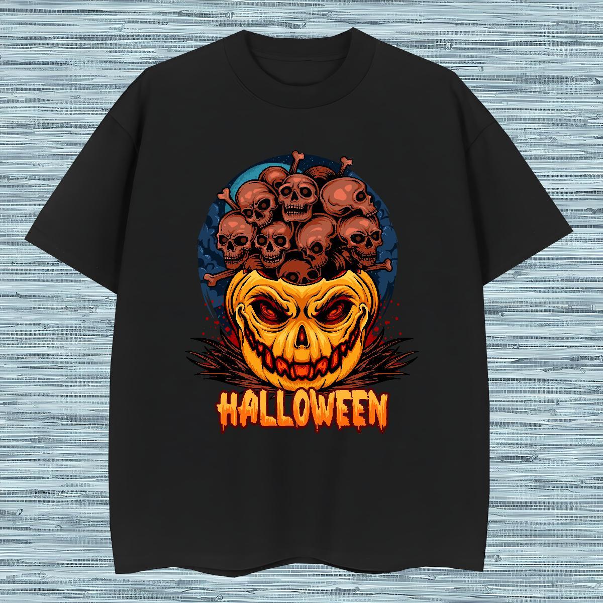 New Mens Tshirts halloween Hip Hop Street 230g Pure Cotton Tops Tees Round Neck Short Sleeve Cool Design T-Shirts for Men Custom Printed