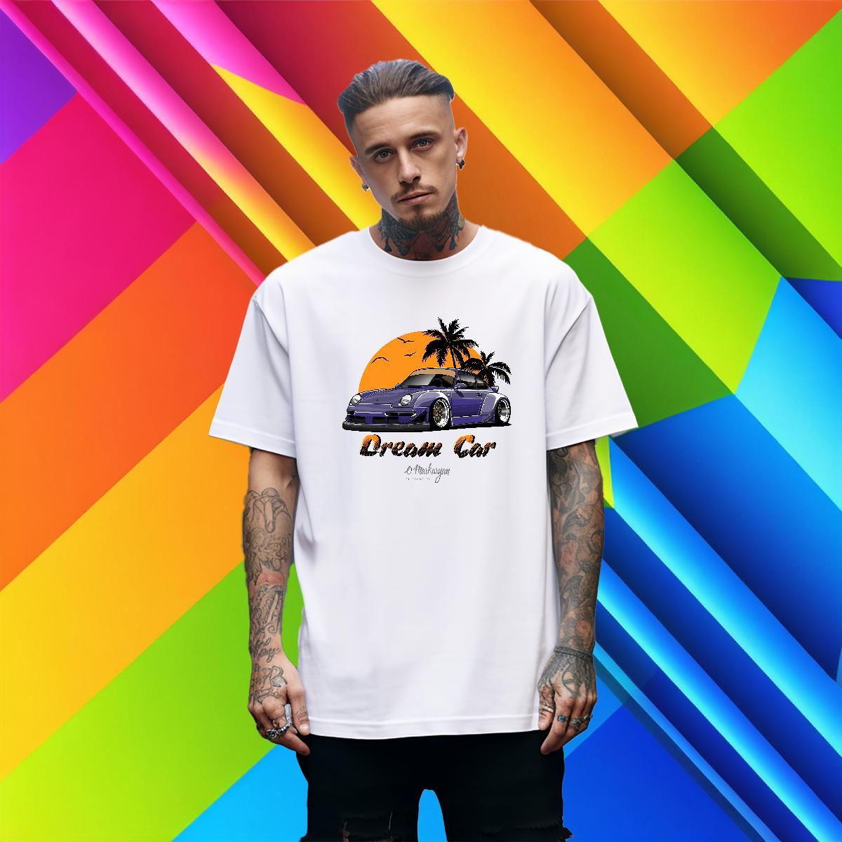 Cool car 230g Cotton Men Tees Hip Hop Street O-Neck Short Sleeve T Shirt For Man Wholesale Oversized 4XL Tops Shirt