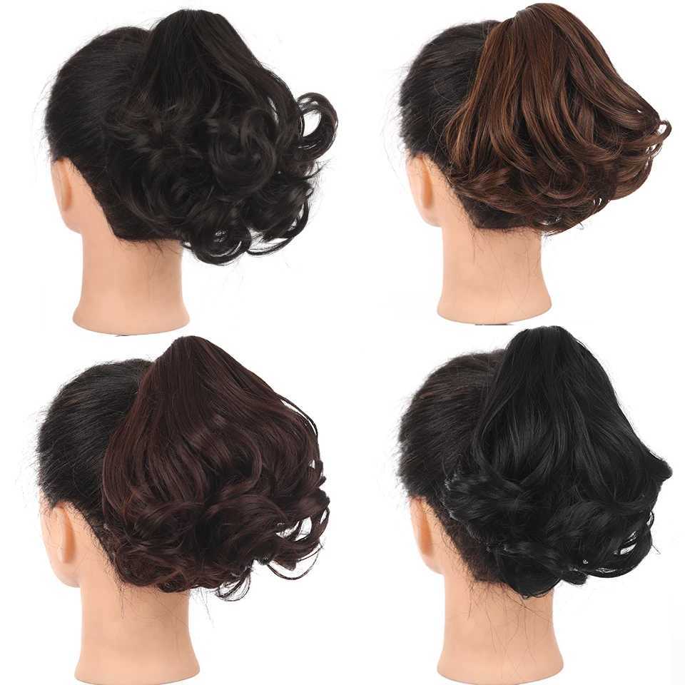 Synthetic curly Ponytail Hair Extension Short Curly Wave Ponytail Female Claw Clip Ponytail High Ponytail Wig Natural H W240817