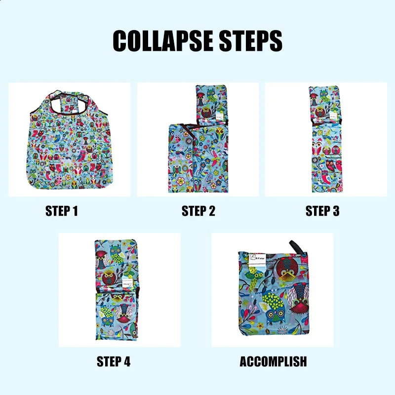 Shopper Bag Foldable Portable Eco Handbag LargeCapacity Supermarket Shopping Tote Shoulder Home Organization 240819