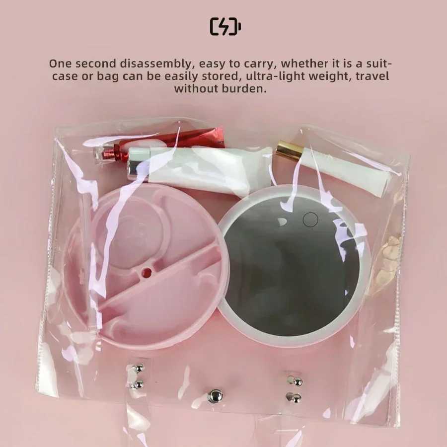 LED Makeup Mirror with 3 Colors Light Portable Removable Desk Mirror Adjustable Tricolor HD Light Vanity Mirror Dropshiping Y240819