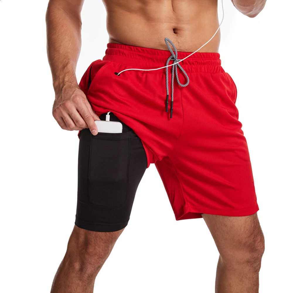 GITF Mens 2in1 Fitness Running 7inch Short Quick Drying Training Slow 240819